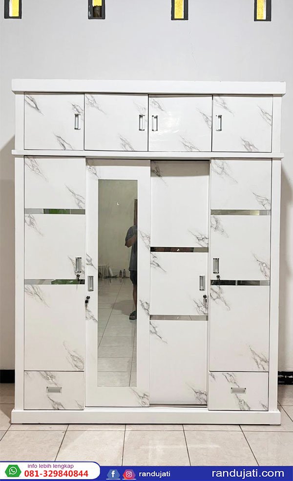 LEMARI PAKAIAN MULTIPLEK HIJAB PINTU 4 JUMBO MARMER